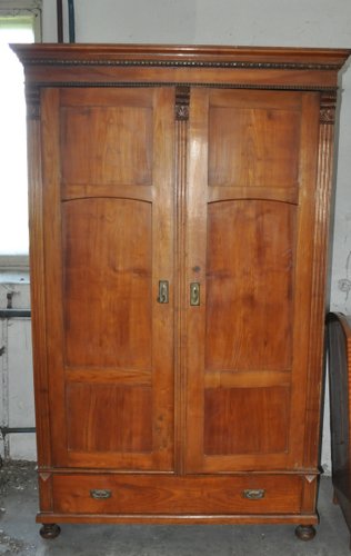 Antique Hungarian Wooden Wardrobe, Wood Armoire With Shelves