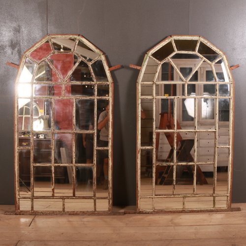 Antike Spiegel Aus Metall In Fenster Optik 2er Set Bei Pamono Kaufen