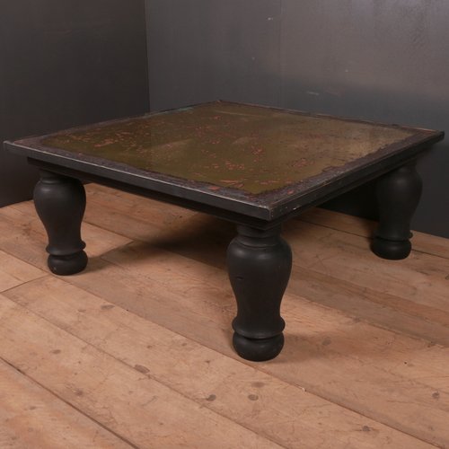 Antique Brass And Wood Coffee Table For, Distressed Black Coffee Tables