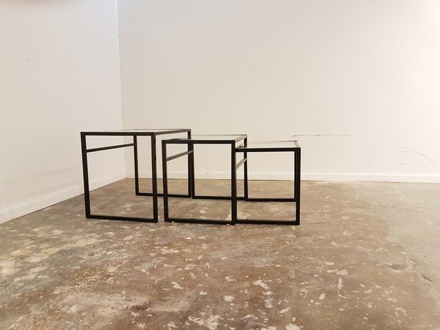 Tables Gigognes Scandinaves En Verre Et Metal De Ikea 1970s En