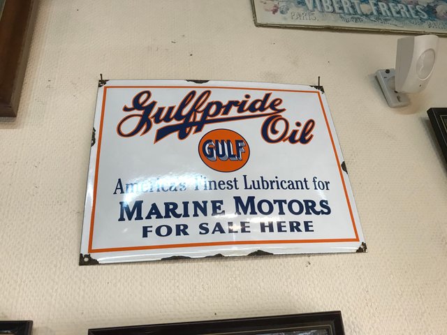 Cartel Vintage Esmaltado Del Golfo En Venta En Pamono