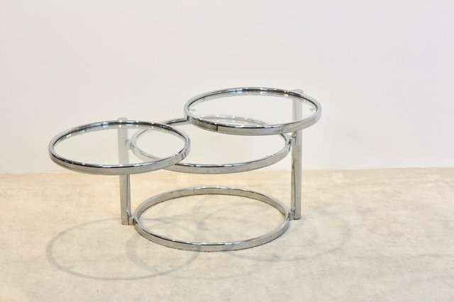 3 Tier Adjustable Chrome Glass Side Table 1960s For At Pamono - 3 Tier Round Coffee Table 3 Tier Adjustable Chrome Glass Side Table 1960s For At Pamono - 3 Tier Round Coffee Table