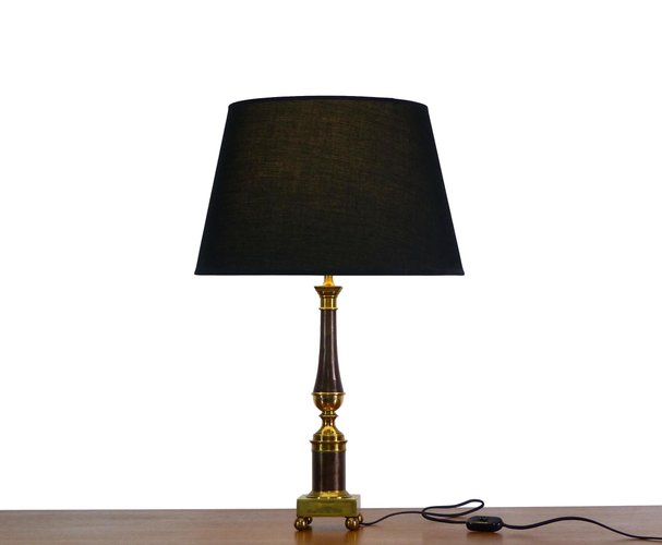 brass column table lamp
