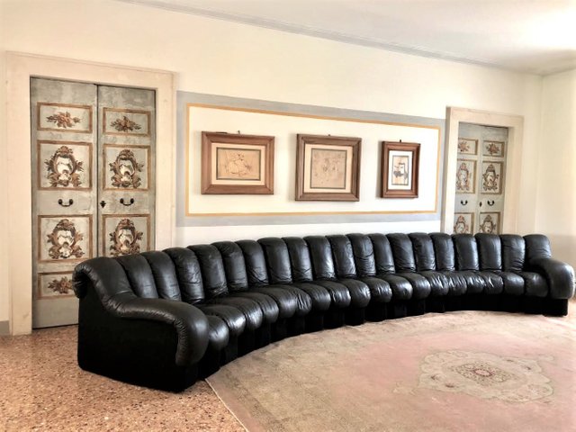 Model Ds 600 Black Leather Modular Sofa By U Bergere E Peduzzi Riva H Ulrich Vogt Klaus For De Sede 1970s
