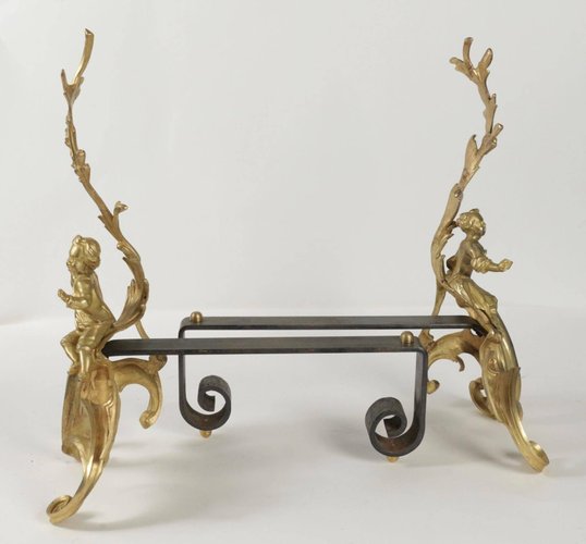 Antique Gilt Bronze Fireplace Irons Set Of 2 For Sale At Pamono