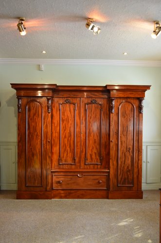 Antique Victorian Mahogany 4 Door Wardrobe For Sale At Pamono
