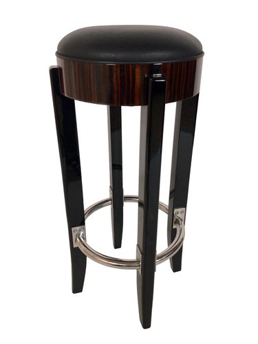 Black Leather Bar Stool From Adm Art, Wood And Black Leather Bar Stools