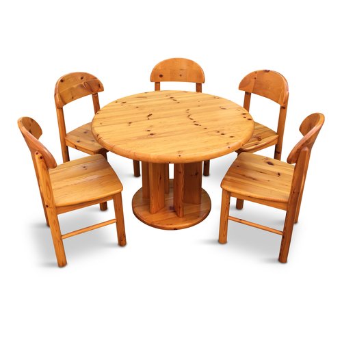 Danish Pine Table Chairs Set By Rainer Daumiller For Hirtshals 1970s At Pamono Danish Pine Table Chairs Set By, Round Pine Table And Chairs