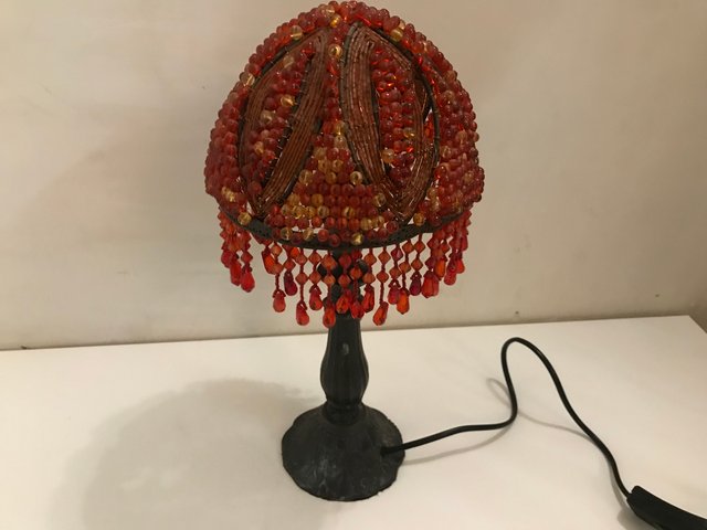 Acrylic Jewel Beaded Table Lamp 1960s, Vintage Lampshade Beads