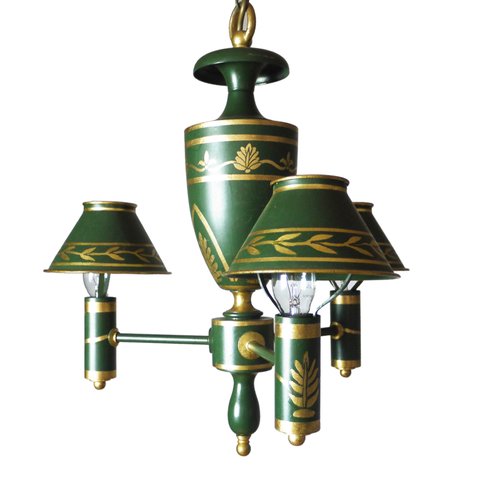 Directoire Style Green Tole Chandelier | French Antique Shop Directoire Style Green Tole Chandelier | French Antique Shop