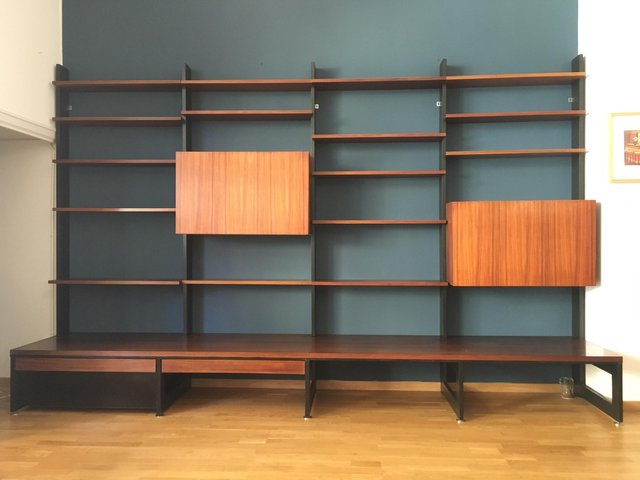 Rosewood And Ash Wall Shelf By Dieter Wäckerlin For Idealheim 1960s