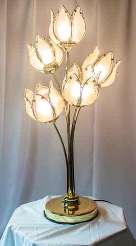 Vintage Italian Colored Gl Flower Table Lamp 1970s For At Colored Gl Flower Table Lamp