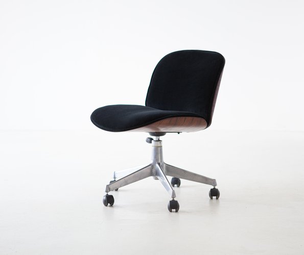 Italian Rosewood And Steel Swivel Desk Chair By Ico Luisa Parisi Rosewood And Steel Swivel Desk Chair