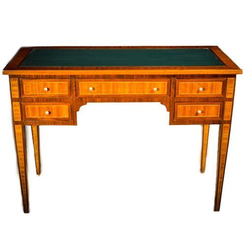 Antique Louis Xvi Style Italian Inlaid Walnut Desk 1890s For Antique Louis Xvi Style Italian Inlaid