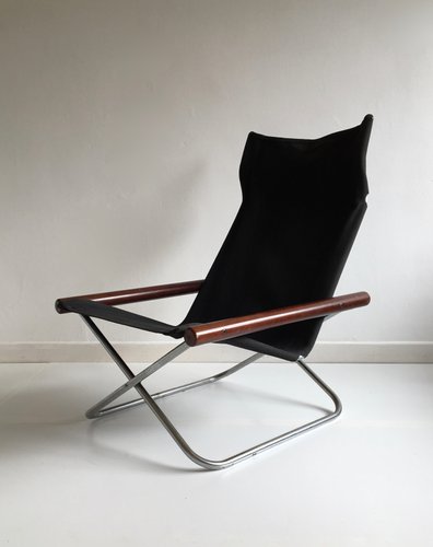 Mid Century Japanese Black Canvas Ny Folding Chair By Takeshi Nii For Jox Interni