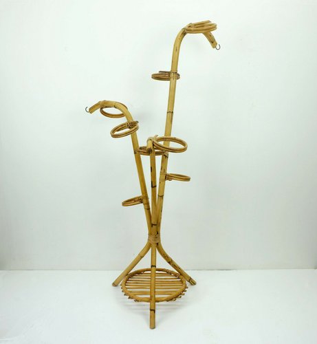 Blumenstnder aus Bambus und Rattan, 1950er