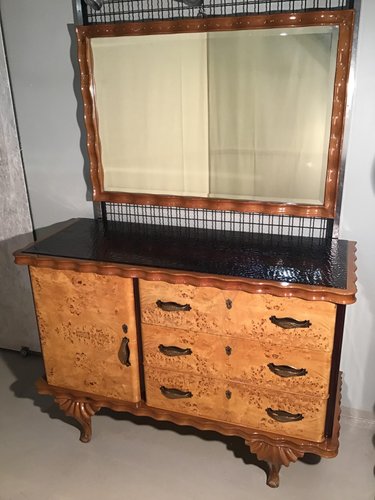 Art Deco De Officina Di Ricerca 1940s, Antique Oak Dresser With Swivel Mirror