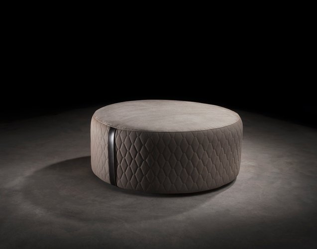 Round Leather Pouf For Sale At Pamono