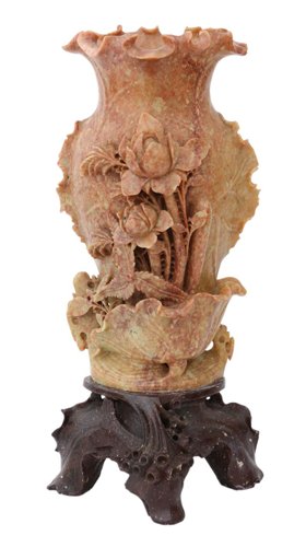 Large Antique Chinese Soapstone Vase On Stand For Sale At Pamono