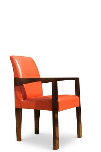 Rote Ying Bridge Lederstühle von Chafik Gasmi für Hugues Chevalier