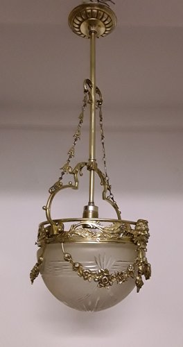 Antique German Brass Ceiling Lamp