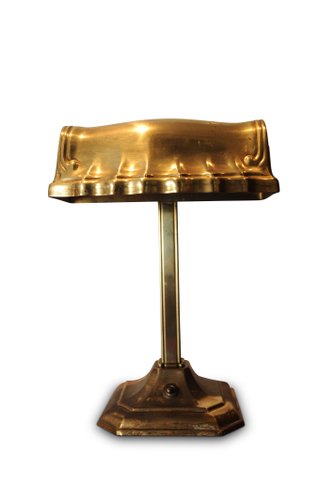 Vintage Solid Brass Adjustable Bankers Desk Lamp 1920s For Sale