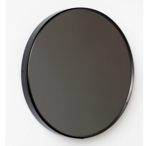 Medium Black Tinted Orbis Round Mirror, 14 Round Mirror Plate
