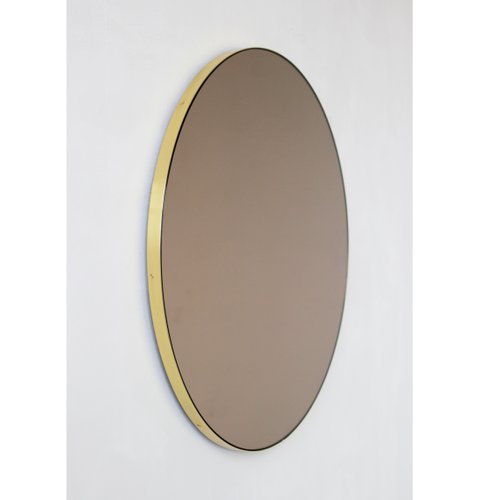 Extra Large Bronze Tinted Orbis Round Mirror With Brass Frame By Alguacil Perkoff For At Pamono Extra Large Bronze Tinted Orbis Round, Large Bronze Mirror Round