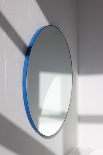 Small Orbis Wall Mirror With Blue Frame By Alguacil Perkoff For Small Orbis Wall Mirror With Blue Frame