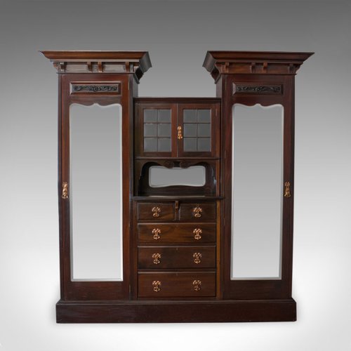 Mahogany Mirrored Wardrobe From Maple, Antique Armoire With Mirror