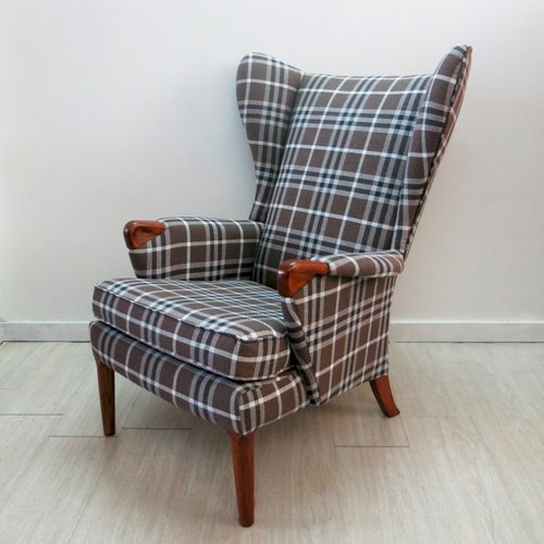 Checkered Wingback Armchair From Parker Knoll 1960s For Sale At