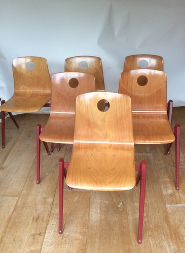 Vintage Industrial Dining Chairs From Woodmark 1960s Set Of 6 For Sale At Pamono