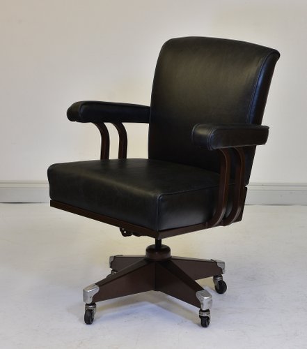 Industrial Metal And Leather Desk Chair From Hillcrest 1950s For