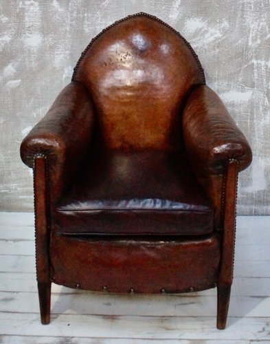Antique Gothic Leather Club Chair For, Small Leather Club Chair With Ottoman