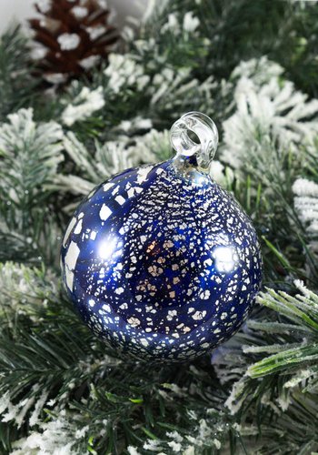 Boule de Noël Bleue et Argent : Une Symphonie de Fêtes Hivernales