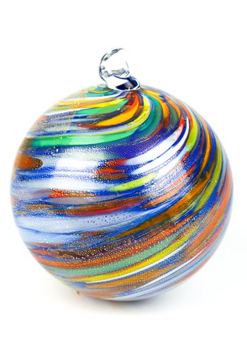 Christmas Ball in Murano Glass Color Paste with Leaf Gold 