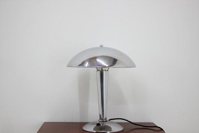 chrome and grey table lamp
