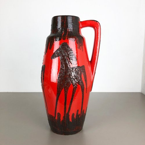 Large Vintage Fat Lava Model 270-53 Horse Vase from Scheurich for