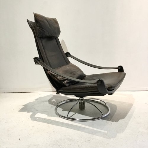 Fauteuil relax Scandinave vintage cuir marron - Ameublement