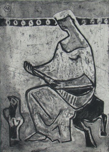 Woman With Madolin Etching By Eberhard Schlotter For Sale At Pamono