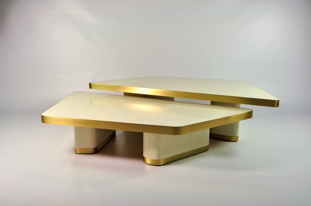 White Rock Crystal Coffee Tables By Francois Xavier Turrou For Ginger Brown Set Of 2 For Sale At Pamono