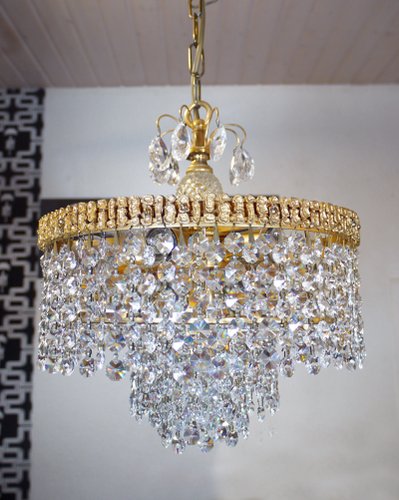Fancy French Cottage Chandelier Brass and crystal by Fancy French Cottage Chandelier Brass and crystal by
