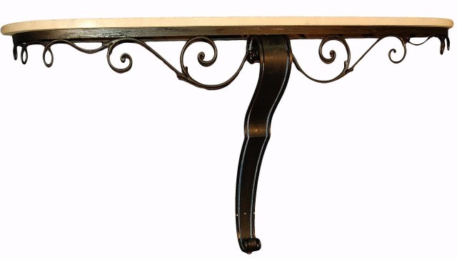Travertine Console Table 1950s, Wrought Iron Garden Console Table