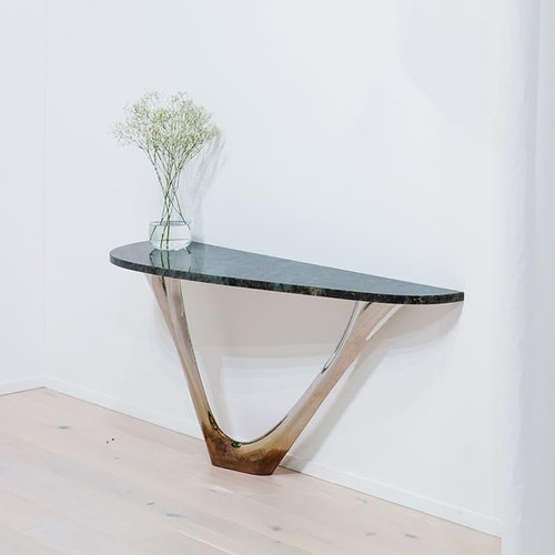 Brushed Stainless Steel Mono Console Table With Concrete Top By Brushed Stainless Steel Mono Console