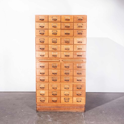 Tall Oak Multi Drawer Filing Cabinet 1950s For Sale At Pamono
