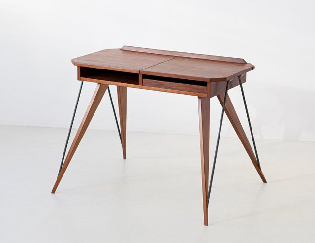 Italienischer Schreibtisch Aus Teak Buche 1950er Bei Pamono Kaufen