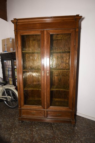 Antique Italian Walnut Bookcase For, Antique Walnut Bookcase With Glass Doors
