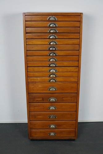 Small Mid Century Dutch Beech And Pine Apothecary Cabinet For