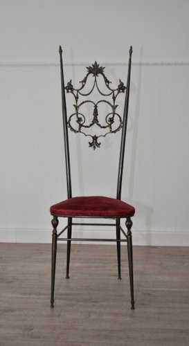 Chiavarine Beistellstühle mit Samtbezug & Gestell aus Messing im