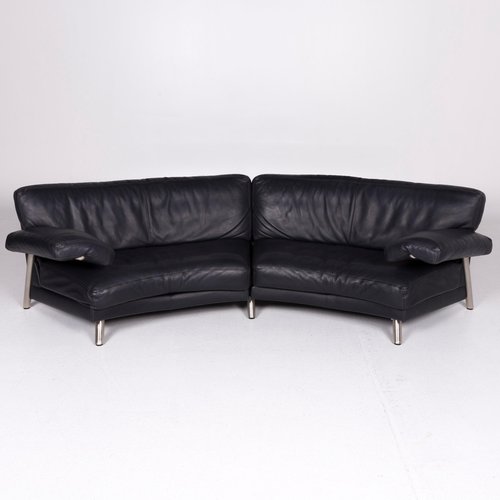 Vintage Black Gray Leather 4 Seater Sofa From Wk Wohnen For Black Gray Leather 4 Seater Sofa